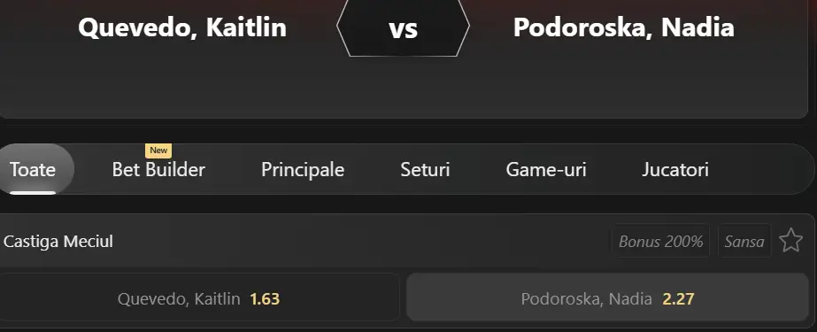 Cota 2 din Tenis 20 septembrie 2026 de la WTA Sao Paulo Open la WinBet