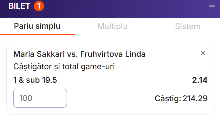 Cota 2 din Tenis 22 septembrie 2026 de la WTA Singapore Open la Zinx