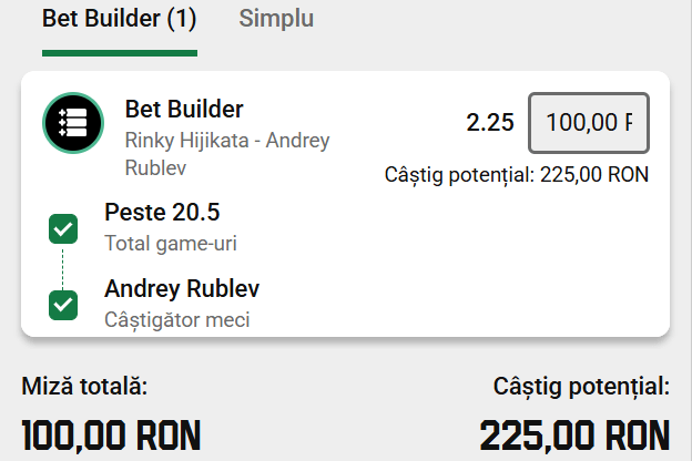 Cota 2 din Tenis 25 septembrie 2026 de la ATP Hangzhou Open la Unibet