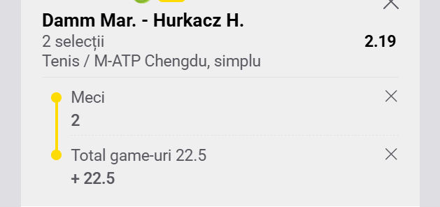Cota 2 din Tenis 26 septembrie 2026 de la ATP Chengdu Open la Fortuna