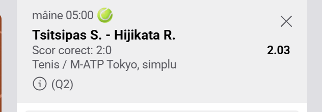 Cota 2 din Tenis 29 septembrie 2026 de la ATP Tokyo Open la Fortuna