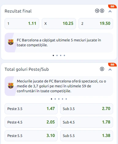 Cote pariuri Barcelona vs Feyenoord la Betano