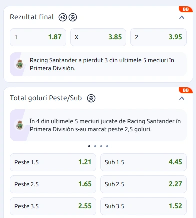 Cote pariuri Celta Vigo vs Racing Santander la Betano