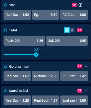 Cote pariuri Real Sociedad vs Celta Vigo la Mr Bit