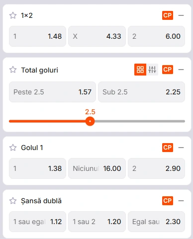 Cote pariuri Suedia vs Romania la Zinx