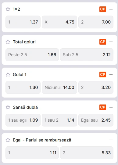 Cote pariuri Unirea Slobozia vs CS Dinamo Bucuresti la Zinx