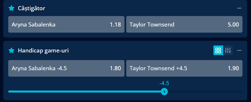 Cote pariuri la Mr Bit  Aryna Sabalenka vs Taylor Townsend, meci direct în premieră între un lider mondial de simplu și unul de dublu la US Open 2026