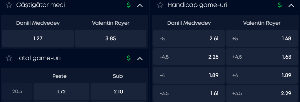 Cote pariuri la VictoryBet  Daniil Medvedev vs Valentin Royer, nu va fi o partidă facilă pentru principalul favorit în ”optimile” de la Hangzhou Open 2026