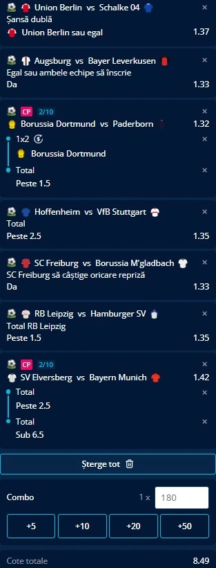 Biletul etapei cu numărul 3 din Bundesliga 11.09.2026