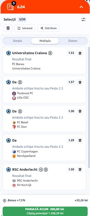 Biletul zilei azi din fotbal 03.09.2026