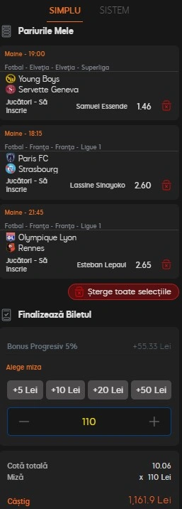 Biletul zilei din fotbal pe marcatori 19 septembrie 2026