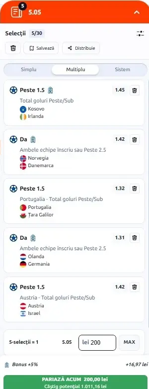 Biletul zilei din Nations League 24 septembrie 2026