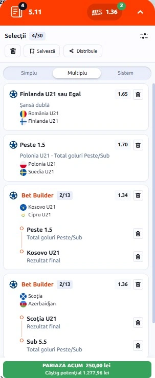 Biletul zilei din Preliminariile EURO U21 - 30.09.2026