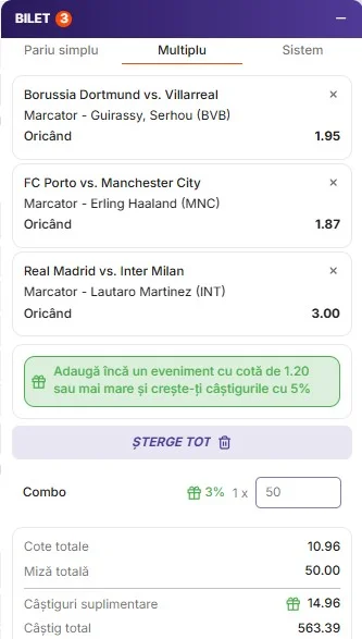Biletul zilei pe marcatori din Champions League 08.09.2026