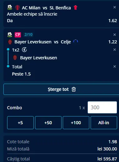 Cota 2 din Europa League 16.09.2026