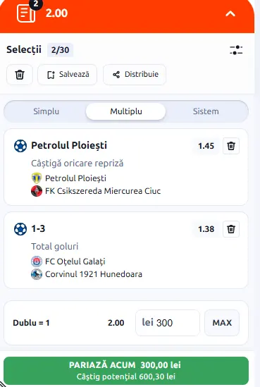Cota 2 din Superliga 21.09.2026