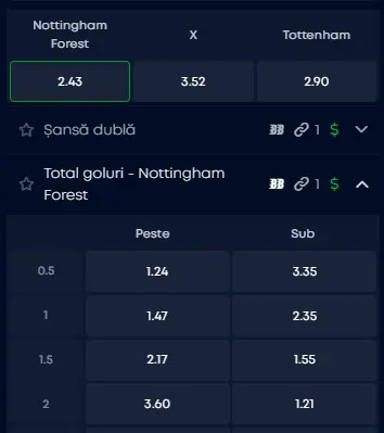 Cote pariuri Nottingham vs Tottenham la VictoryBet