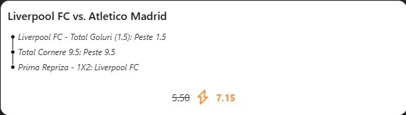Pariuri Speciale Liverpool - Atletico Madrid