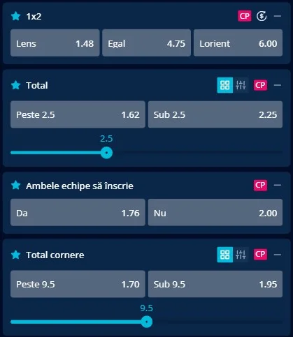 Cote pariuri Lens vs FC Lorient