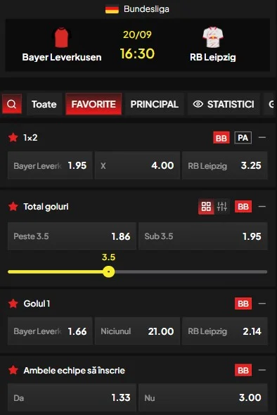 Cote pariuri Leverkusen - RB Leipzig