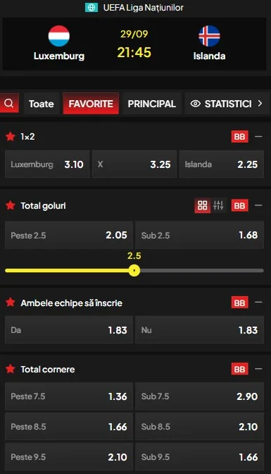 Cote pariuri Luxemburg vs Islanda