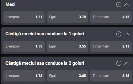 Oferta de cote pariuri Liverpool vs Tottenham la Fortuna