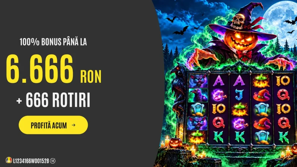 100% Bonus Până la 6.666 RON + 666 Rotiri Gratuite