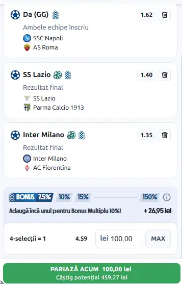 Biletul etapei a opta din Serie A