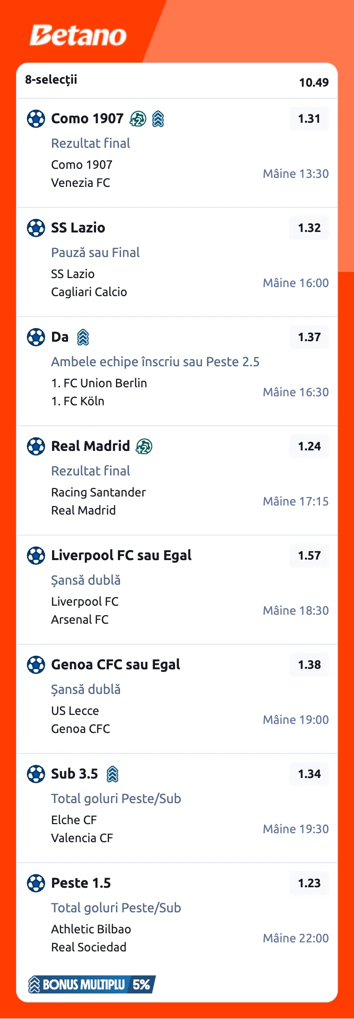 Biletul zilei la Betano din fotbal, 1 noiembrie 2026. Mergem pe cormorani în derbiul din Premier League