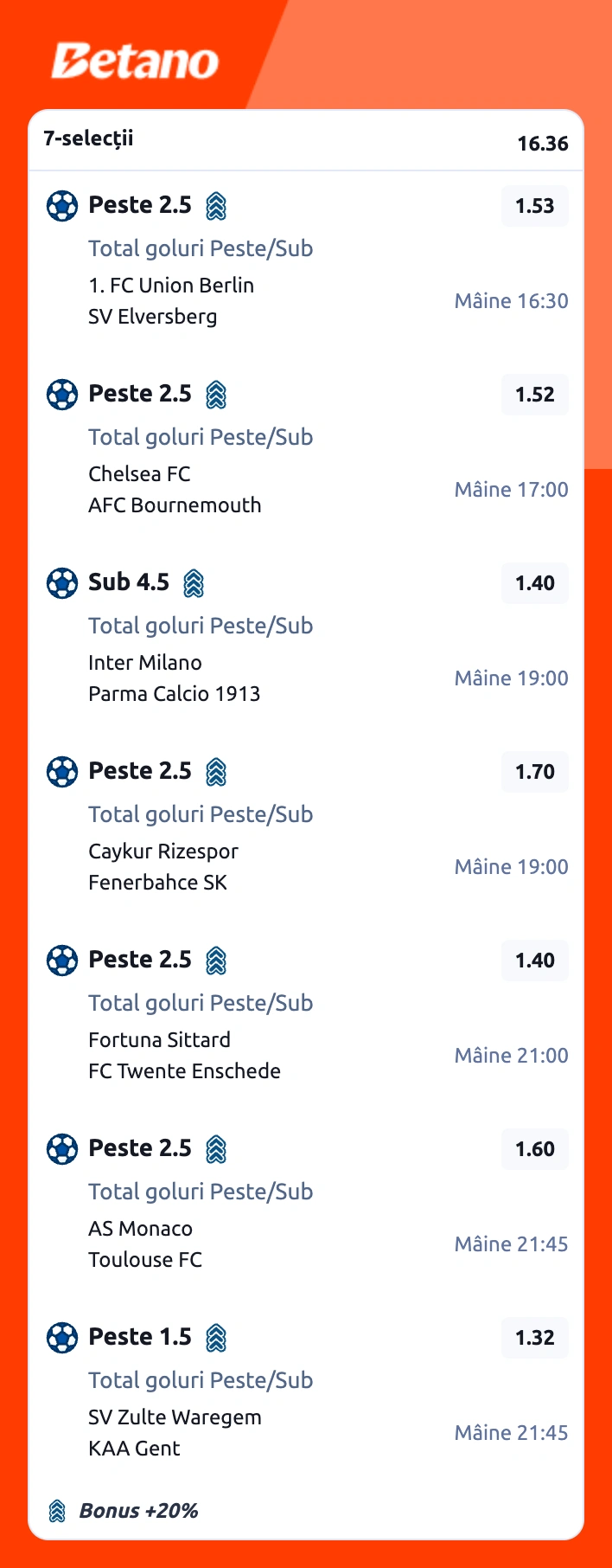 Biletul zilei la Betano din fotbal, 10 octombrie 2026. Proiect nou pe goluri marcate