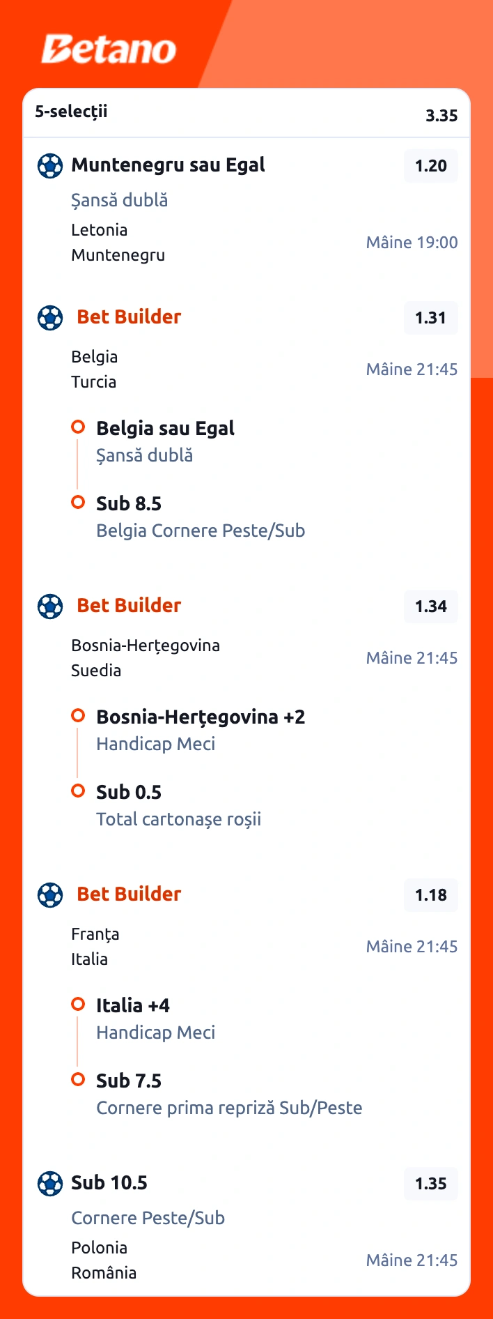 Biletul zilei la Betano din fotbal, 2 octombrie 2026. Evităm pariul solist pe Polonia vs România
