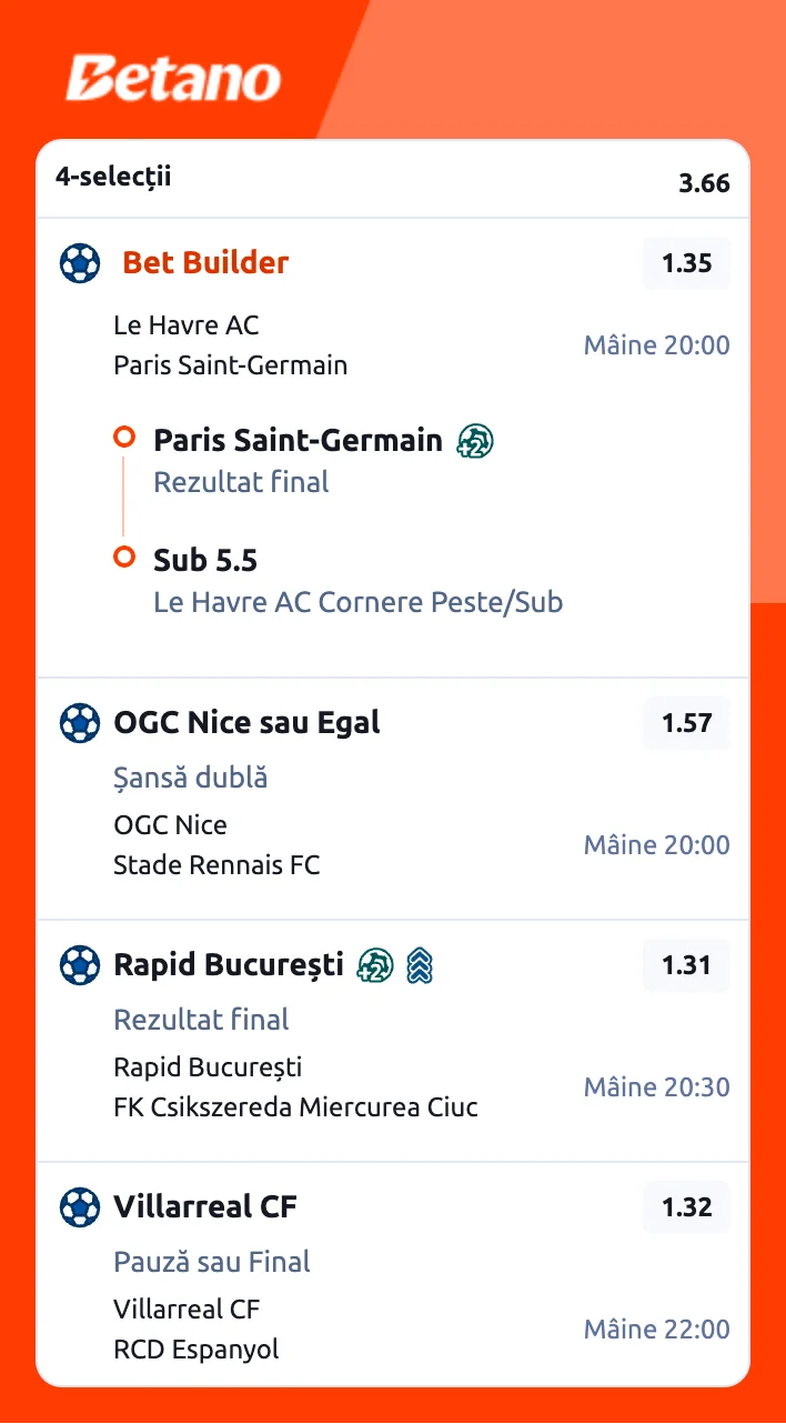 Biletul zilei la Betano din fotbal. Pariem pe echipe aflate în formă, 30 octombrie 2026