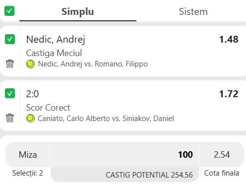 Biletul zilei tenis 13 octombrie 2026 la Winbet