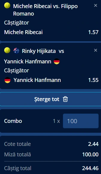 Biletul zilei tenis 25 octombrie 2026