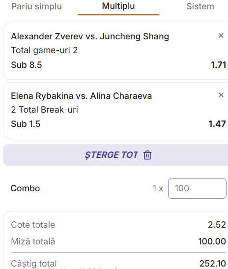 Biletul zilei tenis 3 octombrie 2026