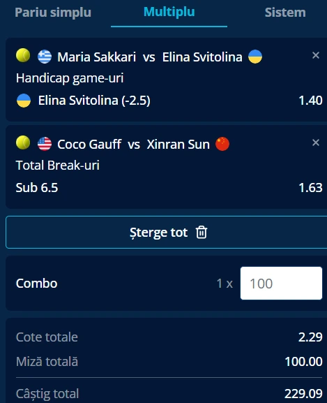 Biletul zilei tenis 5 octombrie 2026 la Mr.Bit