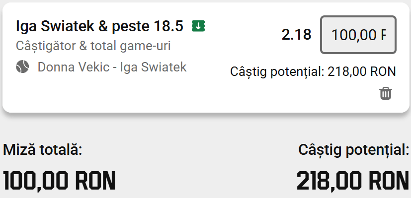Cota 2 din Tenis 05 octombrie 2026 de la WTA Beijing Open la Unibet