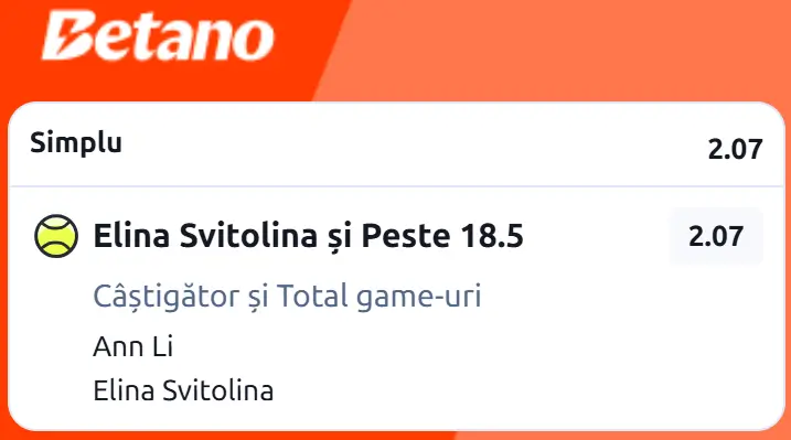 Cota 2 din Tenis 07 octombrie 2026 de la WTA Beijing Open la Betano