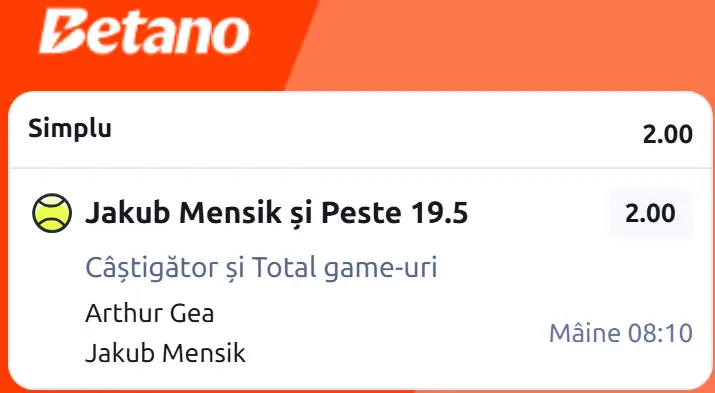 Cota 2 din Tenis 13 octombrie 2026 de la ATP Shanghai la Betano