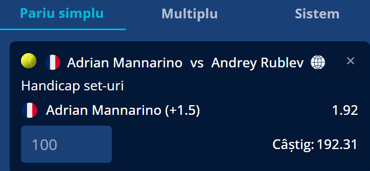 Cota 2 din Tenis 21 octombrie 2026 de la ATP Almaty Open la Mr Bit
