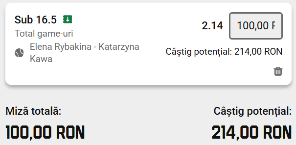Cota 2 din Tenis 23 octombrie 2026 de la WTA Ningbo Open la Unibet