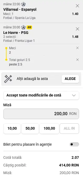 Cota 2 din fotbal 30 octombrie 2026