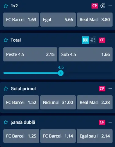 Cote pariuri Barcelona vs Real Madrid la Mr Bit