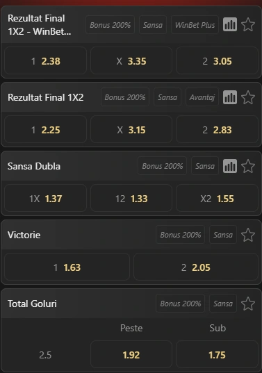 Cote pariuri CSM Resita vs CSM Slatina la WinBet