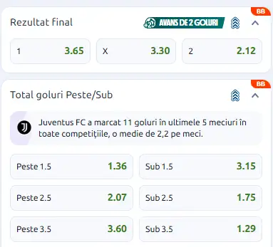 Cote pariuri Celta Vigo vs Juventus la Betano