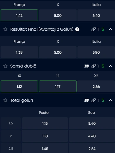 Cote pariuri Franta vs Italia la VictoryBet