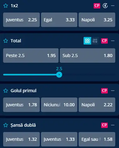 Cote pariuri Juventus vs Napoli la Mr Bit