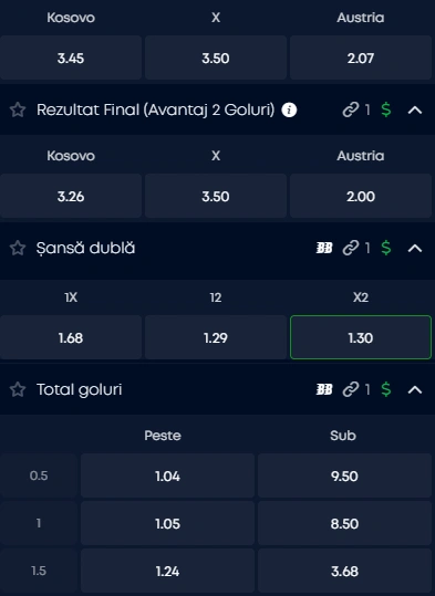 Cote pariuri Kosovo vs Austria la VictoryBet