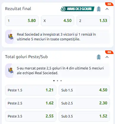 Cote pariuri Lillestrom vs Real Sociedad la Betano