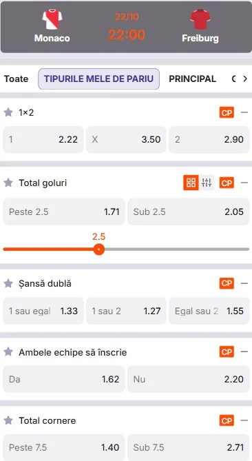 Cote pariuri AS Monaco - Freiburg